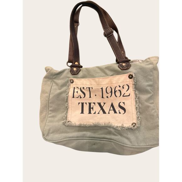 Myra Bag Handbags - Myra Bag Texas Canvas Leather Tote Western Distressed Shoulder Bag